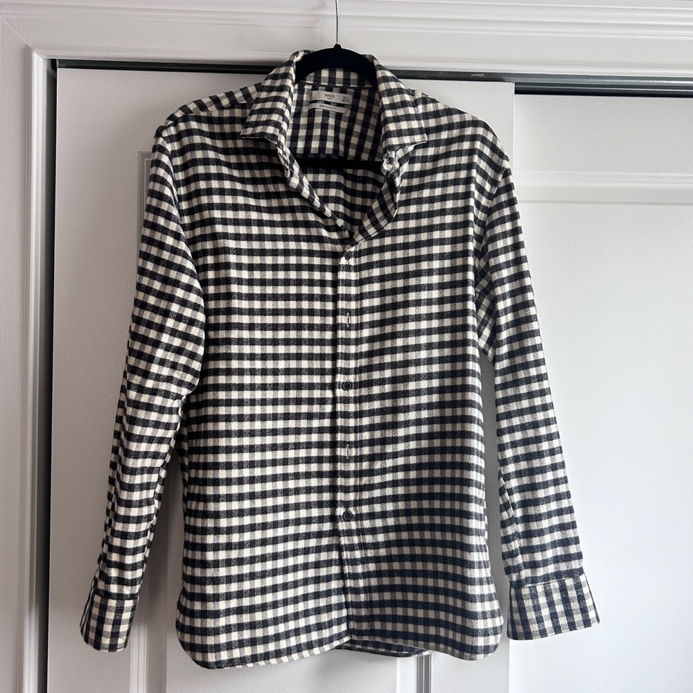 Mango Black and Cream Check Flannel Shirt